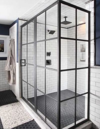 Framed Grid Glass Shower Enclosure